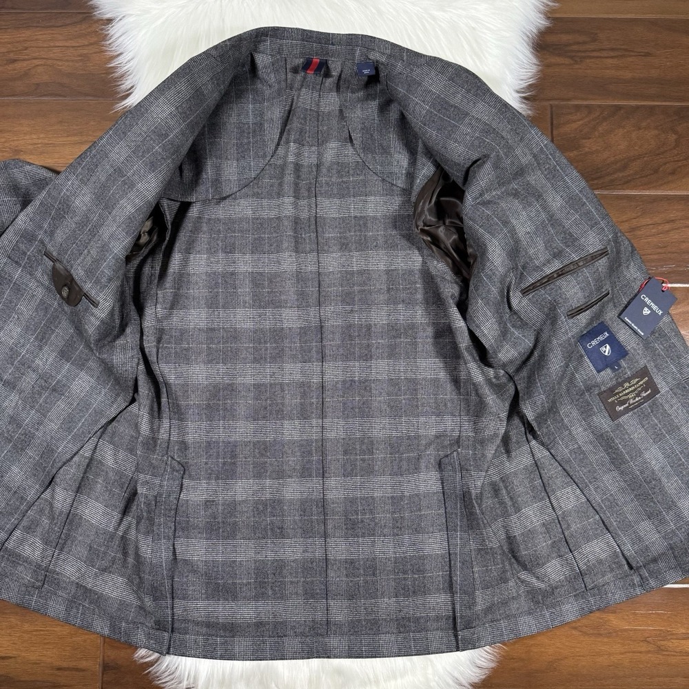 Cremieux Vitale Barberis Canonico‎ Size Medium Wool Woolen Flannel Blazer Jacket - Picture 9 of 12